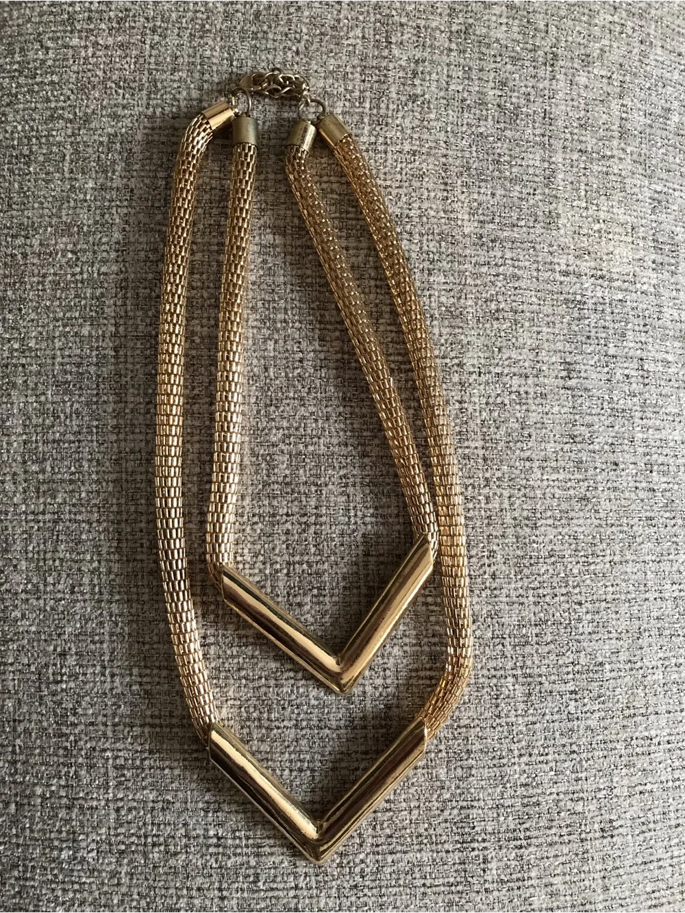 Gold V-Shaped Double Strand Necklace - Women Jewelry
